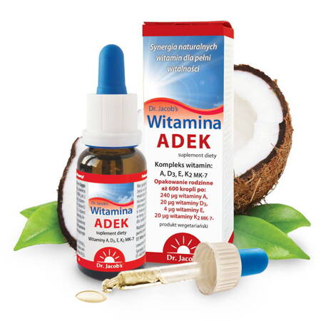 Dr. Jacob&#039;s ADEK witamina A D3 E K2 MK-7 w kroplach 20 ml