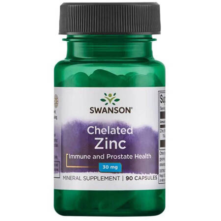 Swanson Albion Chelat Cynku (Chelated Zinc) 30 mg 90 kapsułek