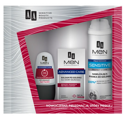 AA Men Advanced Care pianka do golenia 250ml + balsam po goleniu 100ml + Action 24H roll-on 50ml