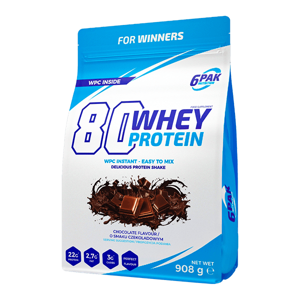 6PAK 80 Whey Protein 908g o smaku czekoladowym