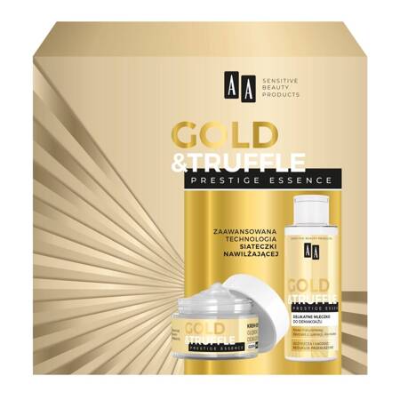 AA Gold & Truffles Prestige Essence 65+ krem-esencja 50ml + mleczko do demakijażu 150ml