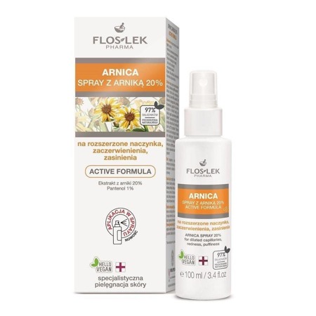 Arnica spray z arniką 20% active formula na rozszerzone naczynka zaczerwienienia i zasinienia 100ml