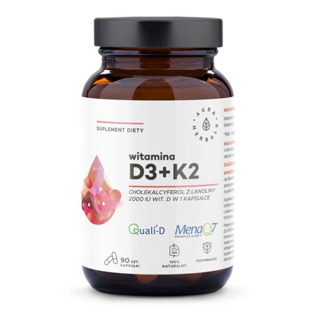 Aura Herbals Witamina D3 2000 IU + K2 90 kapsułek