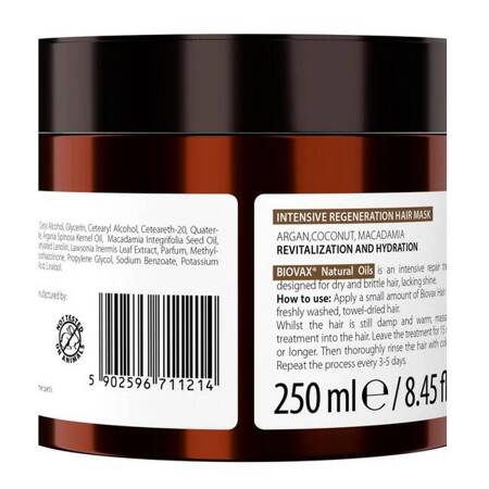 BIOVAX Naturalne Oleje Hair Mask maska intensywnie regenerująca Argan Makadamia Kokos 250ml