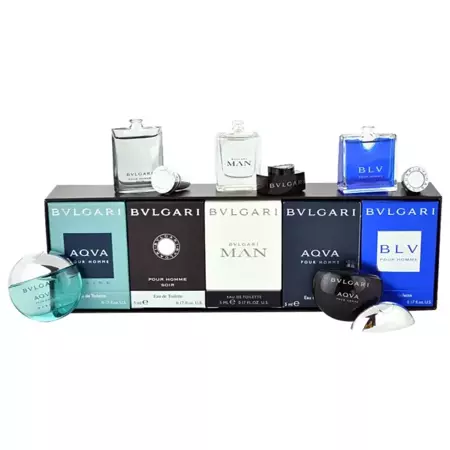 BVLGARI BLV Pour Homme EDT 5ml+ Aqua Pour Homme Marine EDT 5ml + Pour Homme Soir EDT 5ml + Man EDT 5ml + Aqva Pour Homme EDT 5ml