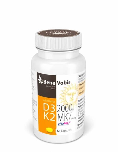 Bene Vobis Witamina D3 2000IU + K2 MK7 100mcg 60 kaps