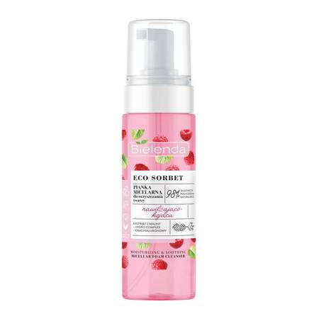 Bielenda Eco Sorbet pianka micelarna do oczyszczania twarzy nawilżająco-kojąca Malina 150ml