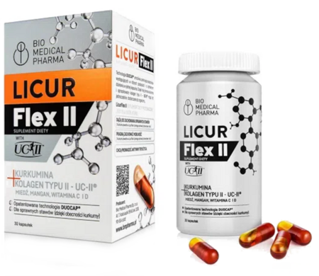 Bio Medical Pharma LICUR Flex II kurkumina kolagen UC-II 30 kapsułek