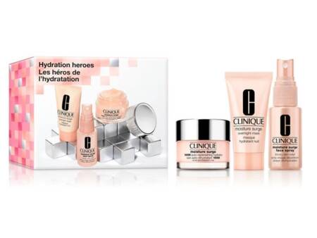 CLINIQUE Hydration Heroes Moisture Surge 100H nawilżający krem do twarzy 30ml+ Moisture Surge maska do twarzy na noc 30ml + Spray do twarzy 30ml