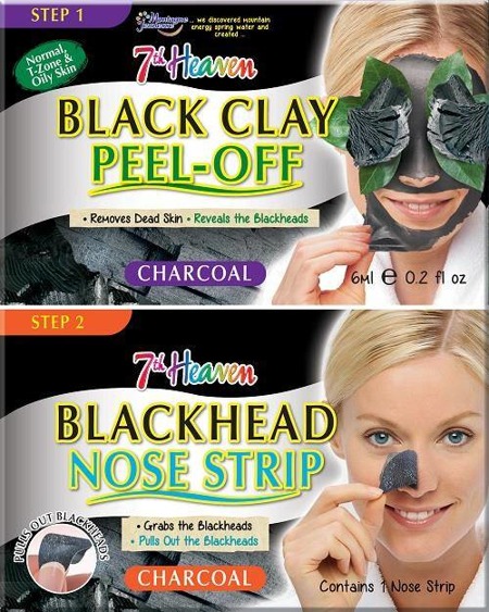 Charcoal Duo Black Clay Peel Off węglowa maseczka do twarzy 6ml + Blackhead Nose Strip oczyszczający pasek na nos 1szt