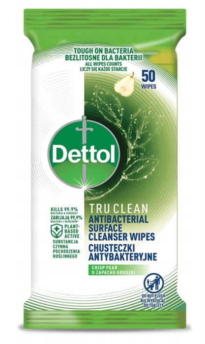 DETTOL Antibacterial Surface Cleanser Wipes Gruszka 50 szt.