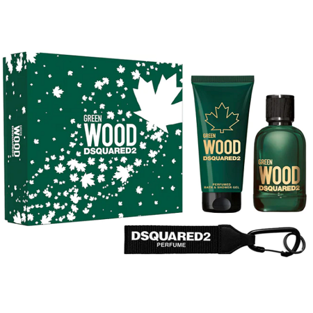 DSQUARED2 Green Wood EDT 100ml + SG 100ml + brelok