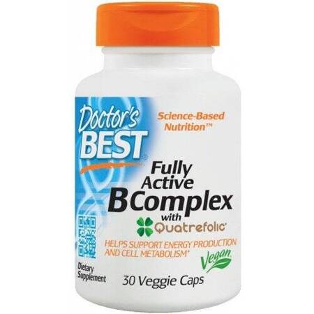 Doctor&#039;s Best Fully Active B-Complex with Quatrefolic kompleks witamin z grupy B 30 kapsułek wegańskich