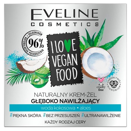 EVELINE I Love Vegan Food Cream/Gel Woda Kokosowa & Aloes 50ml