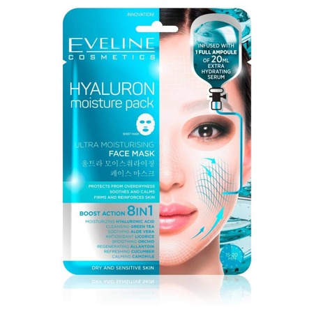 Eveline Hyaluron Moisture Pack ultranawilżająca maska w płachcie 20ml