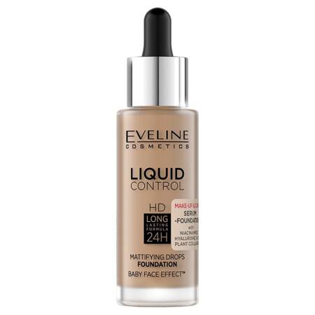 Eveline Liquid Control HD matujący podkład do twarzy z niacynamidem 060 Sunny Beige 32ml