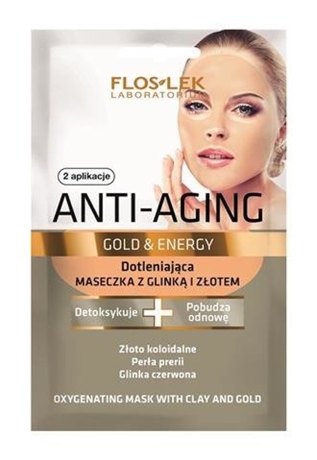 Floslek Anti-Aging Gold & Energy dotleniająca maseczka z glinką i złotem 2x5ml