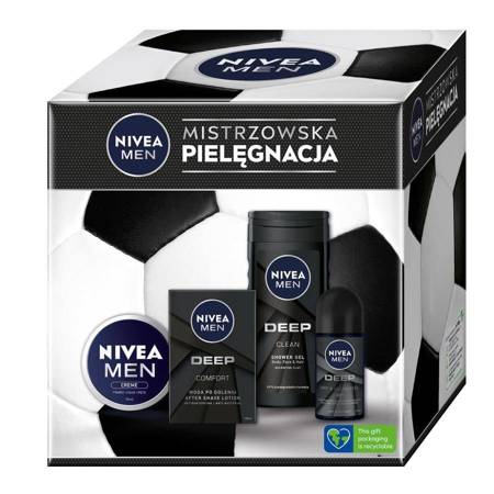 Football Box zestaw Deep żel pod prysznic 3w1 250ml + Deep antybakteryjna woda po goleniu 100ml + Men Creme krem do ciała i twarzy 75ml + Deep antyperspirant w kulce 50ml