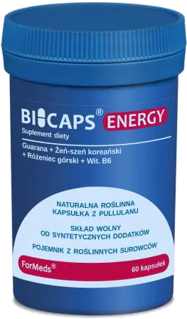 ForMeds Bicaps Energy żeń-szeń, guarana, różeniec górski 60 kapsułek wegańskich