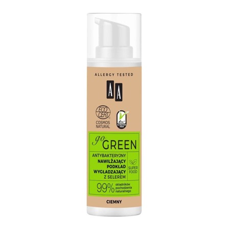 Go Green antybakteryjny nawilżający podkład wygładzający z selerem Ciemny Natural 30ml