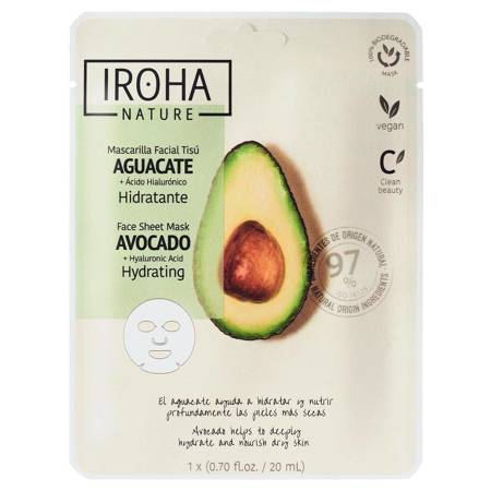 Hydrating Face Sheet Mask Avocado + Hyaluronic Acid nawilżająca maska w płachcie z awokado i kwasem hialuronowym 20ml