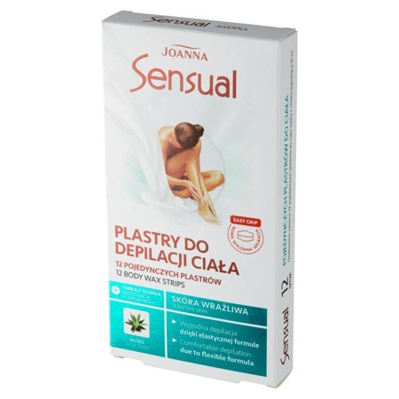 Joanna Sensual plastry do depilacji ciała Aloes 12szt + oliwka 10ml