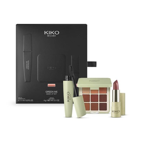 KIKO Milano Green Me Make Up Set Paleta cieni 102 9g + Mascara 11ml + Pomadka 102 4g