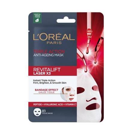 L'Oreal Revitalift Laser X3 przeciwzmarszczkowa maska w płachcie o potrójnym działaniu 28g