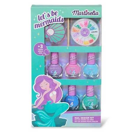 Let's Be Mermaids Nails Desing Kit zestaw lakier do paznokci 5x4ml + ozdoby do paznokci + pilniczek + patyczek do paznokci