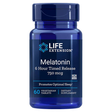 Life Extension Melatonina (Przedłużone uwalnianie) 750 mcg 60 kapsułek