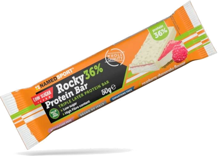 Namedsport Rocky 36 % Protein Bar Baton wysokobiałkowy o smaku sernika malinowego 50 g