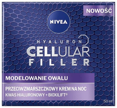 Nivea Hyaluron Cellular Filler + Modelowanie Owalu przeciwzmarszczkowy krem na noc 50ml