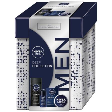 Nivea Men Deep Collection zestaw krem 75ml + antyperspirant roll-on 50ml + żel pod prysznic 3w1 250ml + woda po goleniu 100ml