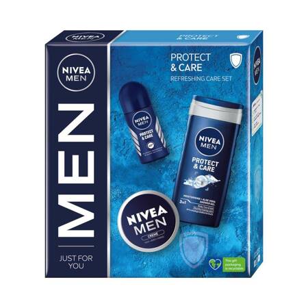 Nivea Men Protect & Care żel pod prysznic 250ml + antyperspirant roll-on 50ml + krem uniwersalny 75ml