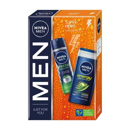 Nivea Men Super Hero antyperspirant spray 150ml + żel pod prysznic 250ml