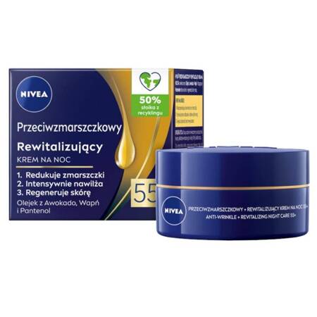 Nivea Przeciwzmarszczkowy + Rewitalizujący krem na noc 55+ 50ml