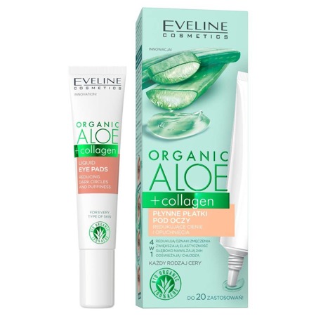 Organic Aloe + Collagen płynne płatki pod oczy redukujące cienie i opuchnięcia 4w1 20ml