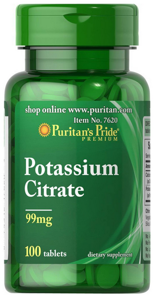 Puritan&#039;s Pride Cytrynian Potasu 99 mg 100 tabletek