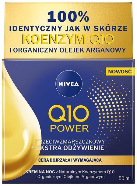 Q10 Power Przeciwzmarszczkowy + Ekstra Odżywienie krem na noc z naturalnym koenzymem Q10 i organicznym olejkiem arganowym 50ml