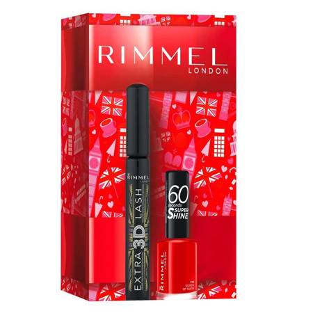 Rimmel Extra 3D Lash tusz 8g + 60S Super Shine lakier do paznokci 315 12ml