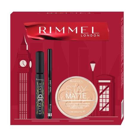 Rimmel tusz do rzęs 8ml + puder 14g + kredka do oczu 1.2g