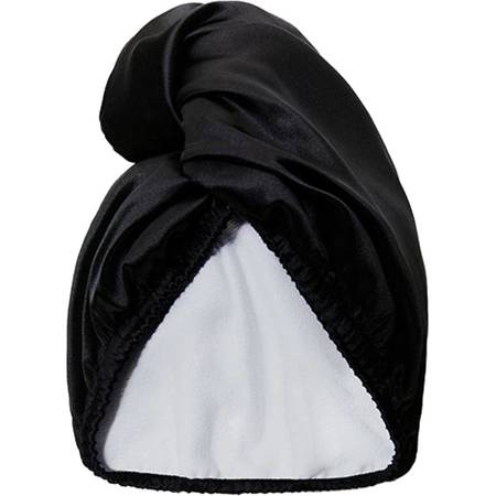 Satin Towel Wrap dwustronny turban satynowy do włosów Black