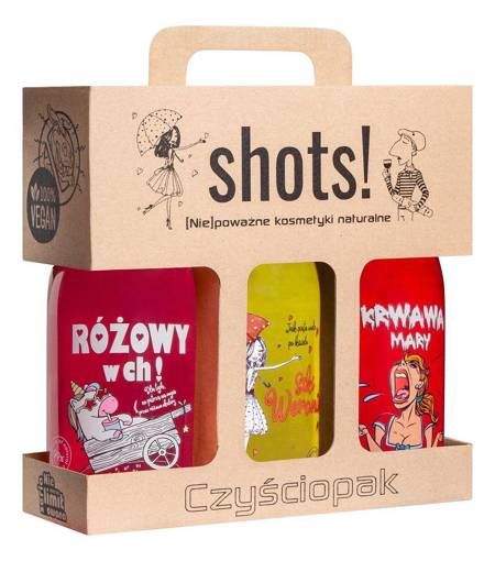 Shots! Czyściopak Damski zestaw żel pod prysznic Różowy w ch! 500ml + Siki Weroniki 500ml + Krwawa Mary 500ml