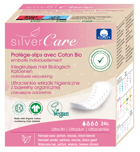 Silver Care ultracienkie wkładki higieniczne z bawełny organicznej 24szt