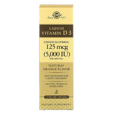 Solgar Liquid witamina D3 w płynie 125mcg 5000iu 59 ml