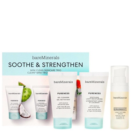 Soothe & Strengthen Mini Clean Skincare Trio zestaw żel do mycia twarzy 30ml + lekki krem nawilżający 30g + ziołowe serum do twarzy 15ml