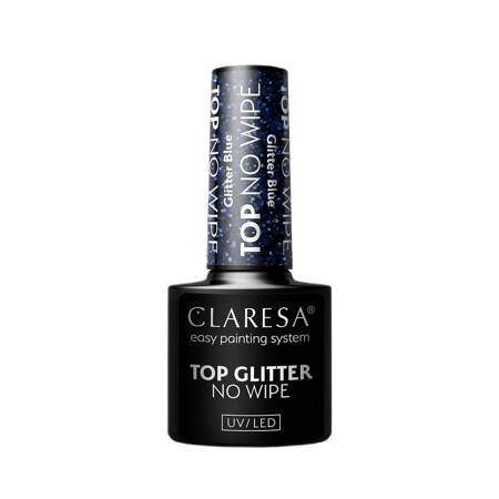 Top Glitter No Wipe top hybrydowy z brokatowym pyłem Glitter Blue 5g