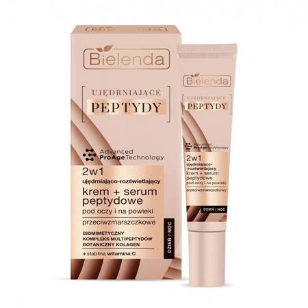 Ujędrniające Peptydy ujędrniająco-rozświetlający krem + serum peptydowe 2w1 pod oczy i na powieki 15ml