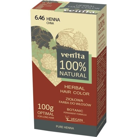 VENITA Herbal Hair Color 6.46 Chna 100g