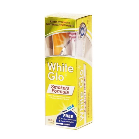 WHITE GLO Smokers Formula 100ml + szczoteczka